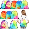 20 Pack Tie Dye Drawstring Backpack Bag Colorful Gym Sack