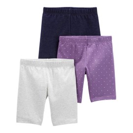 Simple Joys by Carter's Girls' Toddler 3-Pack Bike Shorts, Purple/Denim/Grey, 4T