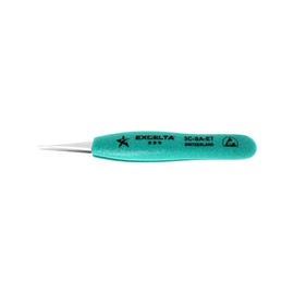 Excelta 3C-SA-ET Straight Very Fine Precision Pointed Tweezers, Ergo-Tweeze TealShield Soft Cushioned Grips, Anti-Magnetic Neverust Stainless Steel, 4.75” Long, Swiss Made, Professional