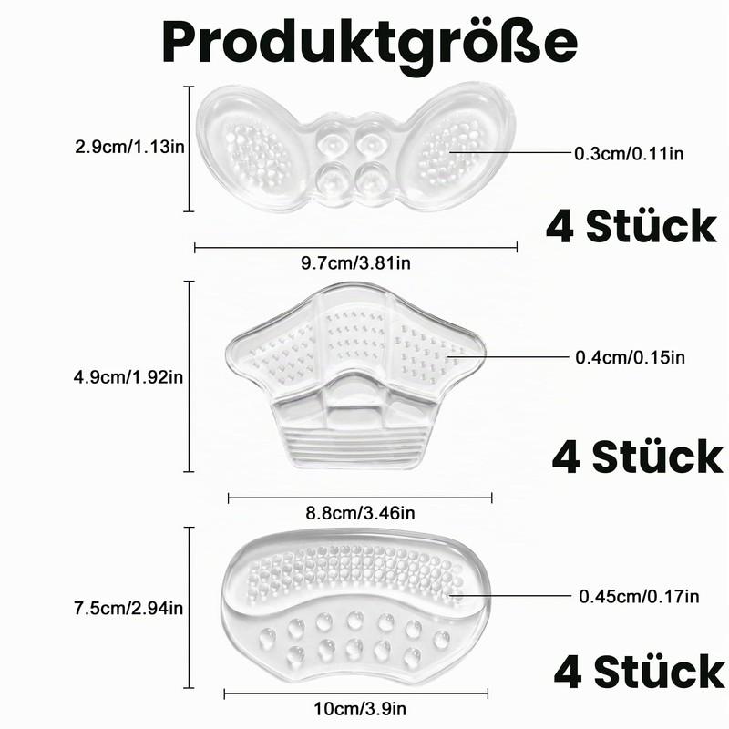 6 Stück Unsichtbare Silikon Fersenpolster,fersenschutz für schuhe