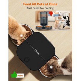 HoneyGuaridan Automatic Cat Feeder for 2 Cats, Automatic Cat Food Dispenser, Timed Pet Feeder for Cats and Dogs, Desiccant Bag, Programmable Portion Control,10s Voice Recorder
