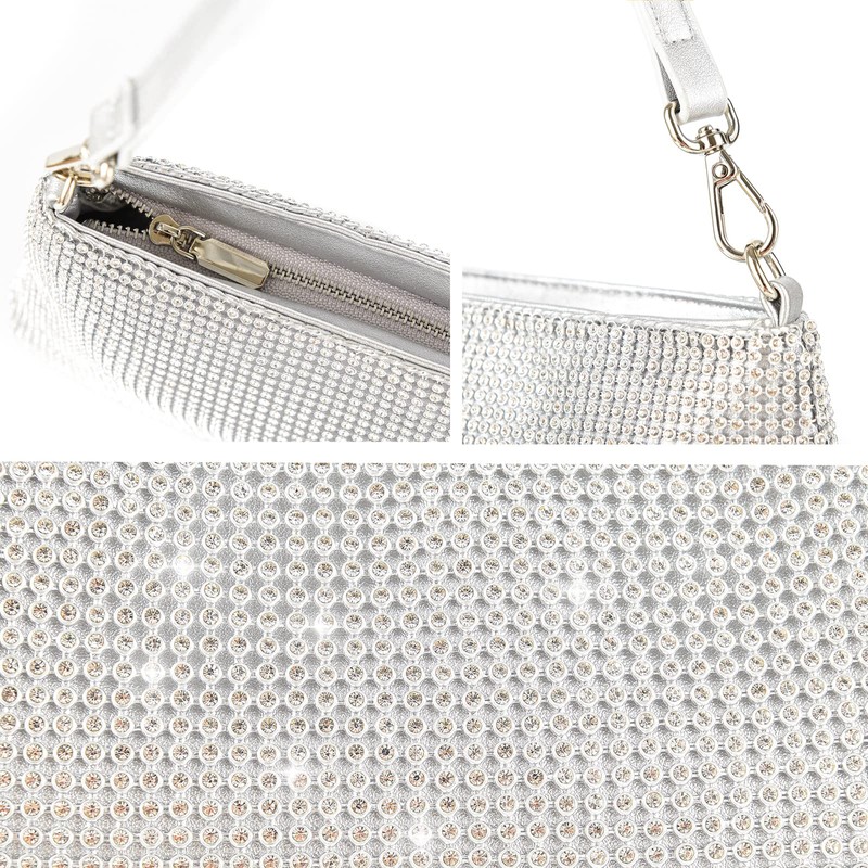 Valleycomfy Cluthes Women's Clutch Elegant Bridal Bag Diamond Handbag Wedding