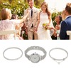 3pcs Women Watch Rhinestone Bracelet Set Accurate Time Stylish Waterproof