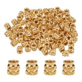 Sourcing Map 50pcs Brass Heat Set Inserts M3x5mm, OD 5mm Knurled Insert Nuts