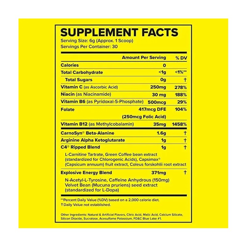 Cellucor Pre Workout Powder Suplemento Polvo Ripped Carnosyn Beta Alanina