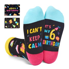 HAPPYPOP 6th Birthday Socks - Gifts for Girls Boys Age 6, Six Year Old Presents for Kids
