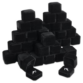 40 Pcs Velvet Ring Boxes Bulk for Jewelry Display, 2.17x1.97x1.57 inch Wedding Engagement Ring Box Jewelry Case Gift Boxes Earring Boxes for Wedding Birthday Anniversary Proposal (Black)