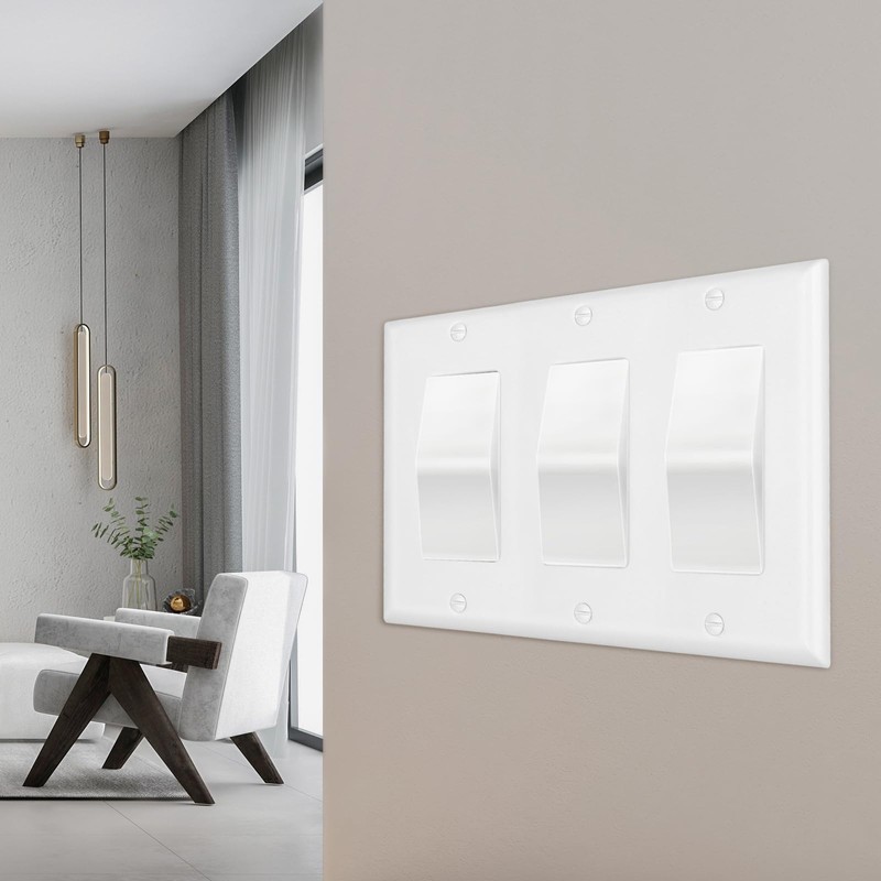 2 Pack Decorator Wall Plate Outlet Covers, Standard Size 3-Gang