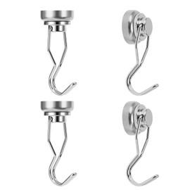 THCMAG Magnetic Hooks, Super Strong, Neodymium Magnets, Vertical Load Capacity 44.1 lbs (20 kg), Diameter 1.0 inches (25 mm), 360 Degree Rotation, 180 Degree Flip, Stainless Steel, Rustproof, Waterproof, For Office, Refrigerator, Kitchen, Bath, Set of 4
