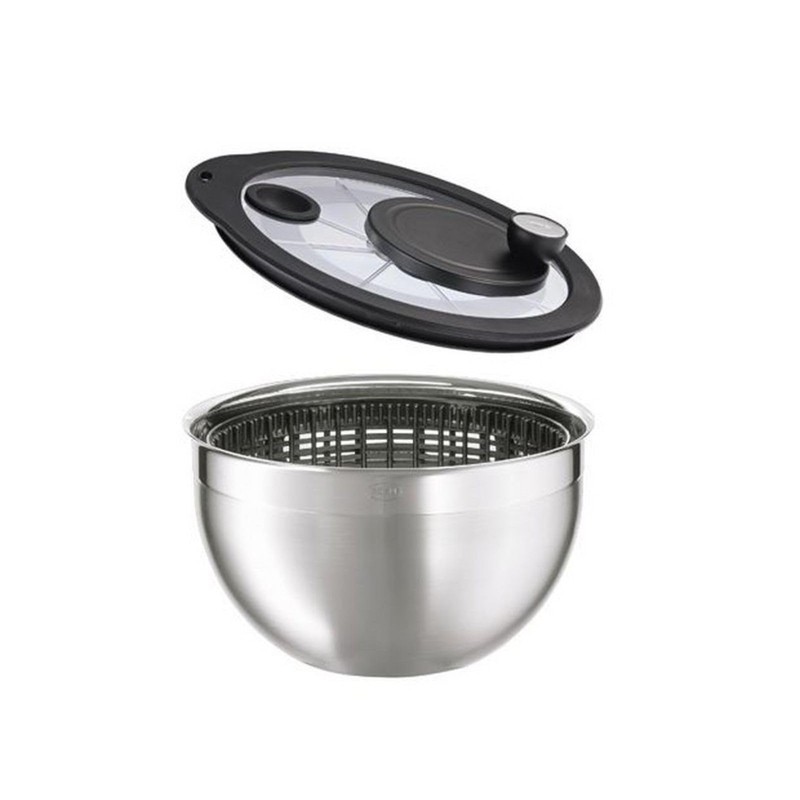 Rosle 15695 Stainless Steel Large Salad Spinner with Glass Lid