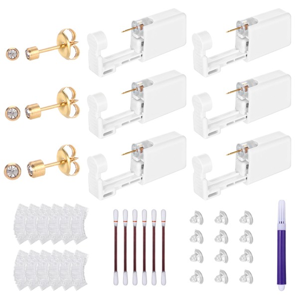 37Pcs Disposable Ear Piercing Kit, Self Ear Piercing Gun Kit