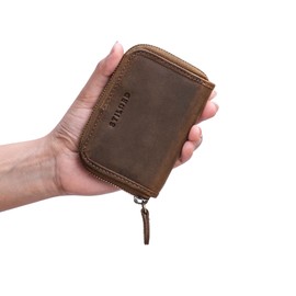 STILORD Vanja Key Wallet Leather Vintage Card Case Small Men Women Mini Wallet RFID Key Case Genuine Leather, Medium - Brown, coin purse