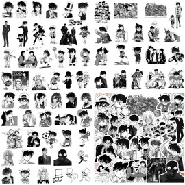 UdacA Black and White Graffiti Decals, Pack of 68 Vinyl Waterproof Stickers Small for Car, Skateboard, Travel Suitcase, Laptop, Stickers Cartoon Characters