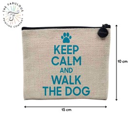 Tasche aus Leinen – Kollektion Keep Calm Parodie England Großbritannien – Kosmetiktasche aus Leinen in Leinenoptik – Kulturbeutel – Geldbörse, Walk The Dog, 15 x 10 cm, Kosmetiktasche
