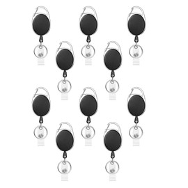 Heavy Duty Retractable Badge Holder with Secure Carabiner Clip, 26-inch Pull Cord - Pack of 5/10, 10Pcs