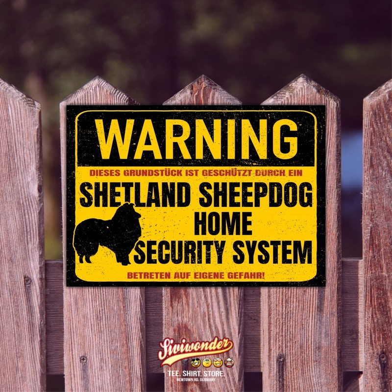 Sheltie Shetland Sheepdog Warning Security System Door Sign Dog Sign