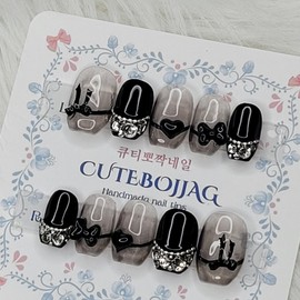 Sexy & Cutie Hanbang Handmade Nail Tips - Oval / 섹시&큐티한방울 수제네일팁 - 오벌XS
