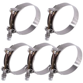 Glarks Pack of 5 70-80 mm Stainless Steel T-Bolt Hose Clamps Turbo Intake Hose Soft Hose Intercooler Clamps