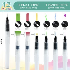 Premium Watercolor Brush Pens Set - 12Pcs Leakproof Water Brush Pen With Assorted Tips, Refillable Paint Pens for Arts, Value Set