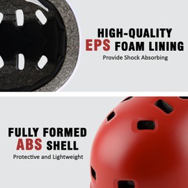 Kids Toddler Bike Helmet, Skateboard Bicycle Helmet for Age 2-14 Children Boys Girls Adjustable and Multi-Sport for Scooter Roller Skate (Red S)