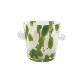 Creative Co-Op 32-Ounce Confetti Glass Ice Bucket with Handles, Yellow and Green