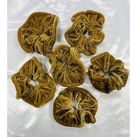 Needs & Wants® 6 Pack of Plain Velvet Scrunchie Bobble Hair Tie Hair Band Ponytail Holder Hair Styling Accessory (6, GOLDEN)