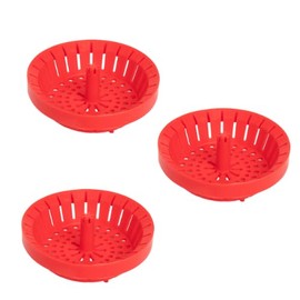Kitchen Sink Strainer 3.25" - Dripsie Anti-Clog Food Catcher, Flexible Drain Basket, Dishwasher Safe, Standard Fit, Made in USA (3-Pack Red)