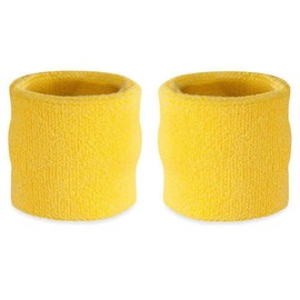 Premium Terry Cloth Cotton Wristband Pair - Color: Neon Yellow