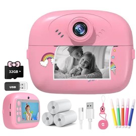 Kids Camera Instant Print, 1080P Selfie Digital Cameras with 32GB SD Card, 40MP Dual-Lens Digital Camera for Kids Christmas Birthday Gifts, Instant Print Toys for Girls Boys