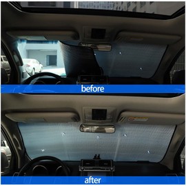 Windshield Sunshade Compatible with Toyot@ Land Cruiser Prado FJ150 150 2007-2023 2024 2025 2026+, Foldable UV Ray Reflector Auto Window Sun Shade, Keeps Vehicle Cool Accessories (Silver)
