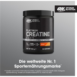 Optimum Nutrition Creatine Plus, Creatine Supplement for Strength & Performance, with Aquamine Magnesium for Electrolytes, Orange Flavour, 50 Servings, 350 g
