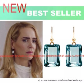 onesilversmith art studio / OAS Solid Gold 14k / 18k Enchanting Aquamarine-Blu - 18k hook