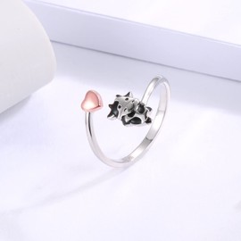 Dairy Cows Adjustable Ring 925 Sterling Silver Cow Jewelry Gifts for Cow Lovers Women