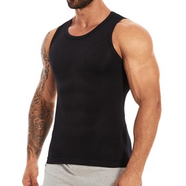 MISS MOLY Shapewear Men's Compression Shirt Men's Sleeveless Body Shaper Elastic Tummy Control Undershirt Men's Tank Top Figure Shaping Tummy Control Shirt Men's Vest, black