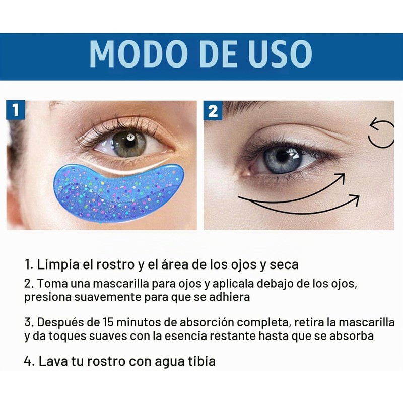 Bluemega Mascarillas para Ojos, 12 Unidades, Parches de Colágeno Marino