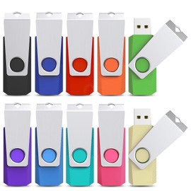 KEXIN 16GB Flash Drive 10 Pack Thumb Drive 16G USB Flash Drive with LED Indicator, USB Stick Pen Drive Swivel USB Drive 10 Pack 16 GB USB Flash Drives