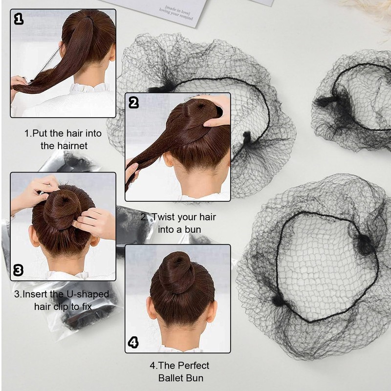 WUBAYI 40PCS Invisible Bun Nets,Hair Nets for Women Buns,Invisible Elastic