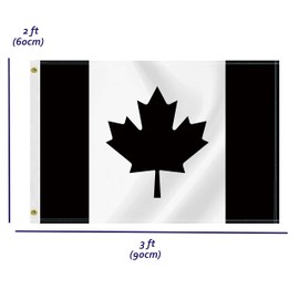 2×3 FT Black Canada Flag,Medium 60×90 CM Canadian Outdoor Banner,100D Decor,Doube Side Printing For Patio Garden With Brass Gromment