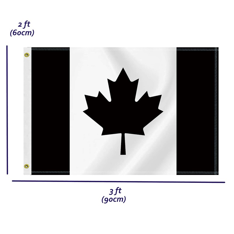 2×3 FT Black Canada Flag,Medium 60×90 CM Canadian Outdoor Banner,100D
