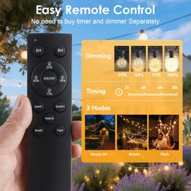 Yusist 120FT Solar String Lights Outdoor Waterproof with Remote, G40 Solar Powered String Lights with 40+2 LED Shatterproof Bulbs, Dimmable Solar Patio Hanging Lights for Outside Backyard Party