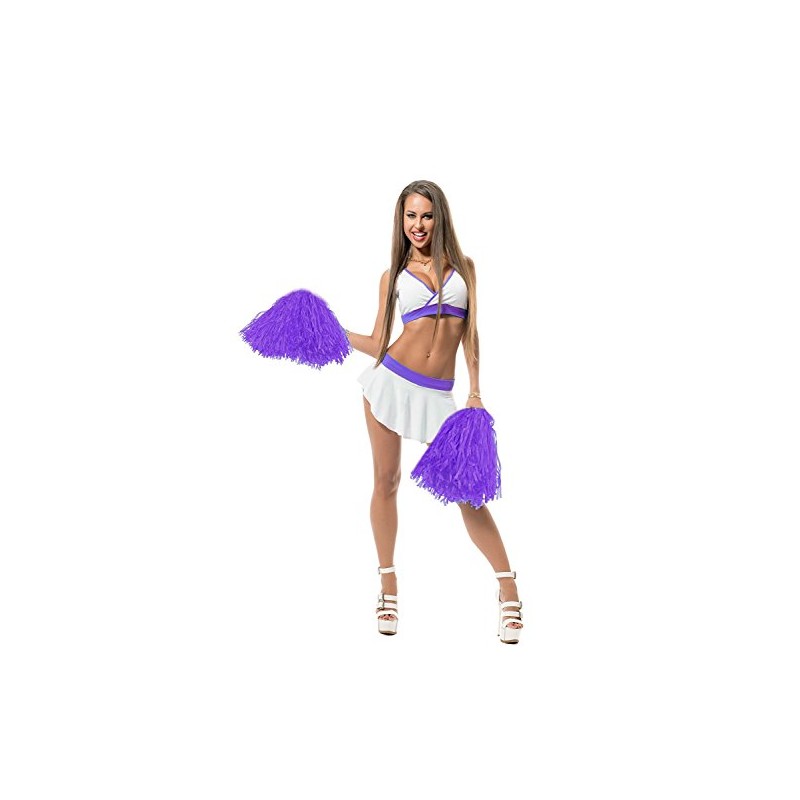 PUZINE 12 Pack Cheerleading Pom Poms with Baton Handle for