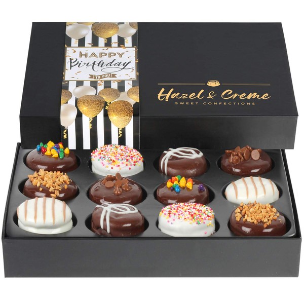 Birthday Gift Basket - Happy Birthday Cookies - Chocolate Covered Cookies - Chocolate Gift Box - Gourmet Food Gifts (Large Box)