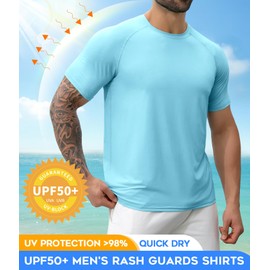 Boyzn 3 Pack Men's Watersport Rash Vest, UPF 50+ UV Sun Protection Shirts, Quick Dry Fishing Beach Swimming Shirts, Short Sleeve Crew Neck T-Shirts for Men, Lightweight Rash Guards for Hiking 3P06-3XL
