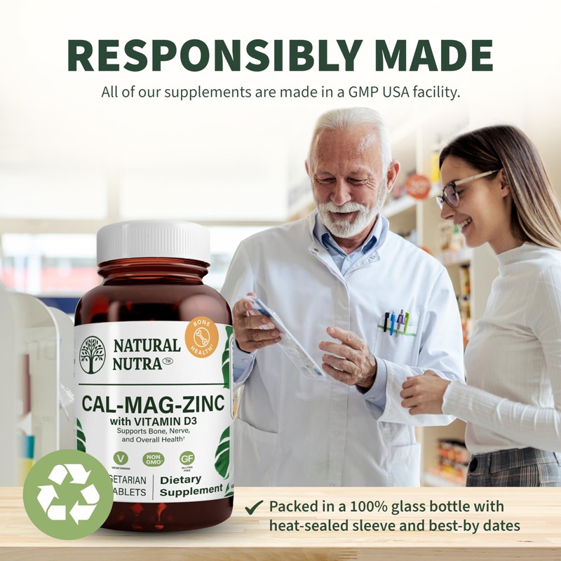 Natural Nutra Calcium Magnesium Zinc Supplement with Vitamin D3 for