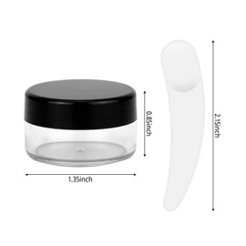 12pcs 10Gram/10ml Jars, Sample Pots, Mini Jars With Lids, Clear Round Plastic Jars With 1 Mini Spatulas For Various Cosmetic Products, Samples， Eye Shadow Lip Balm, and Nail Powder(Black)
