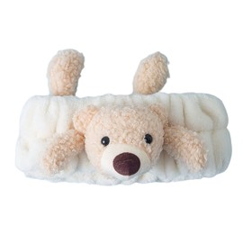 clowin Women's Large Makeup Elastic Hair Band for Face Wash Home Bear White