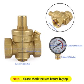 Topteng DN25 1" Brass Adjustable Water Pressure Reducing Regulator Valves With Gauge