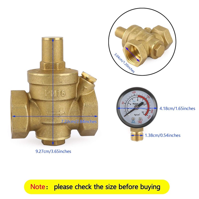 Topteng DN25 1" Brass Adjustable Water Pressure Reducing Regulator Valves