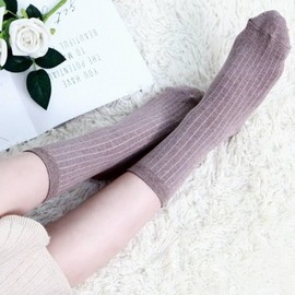 Daily 3-Pair Mid-Calf Ribbed Socks (Made in Korea) Women's Brown 3 Pairs 5ea