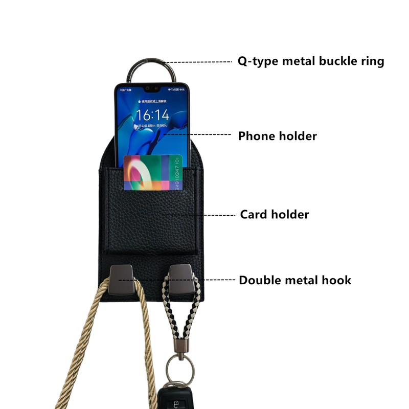 Car Seat Headrest Hooks with Phone Holder,Storage Pouch with Hook